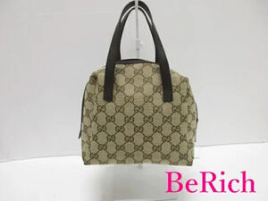 Gucci Handbag Tote Bag GG Brown Canvas Leather